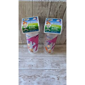 Vintage Flintstones Printed Nurse Bottle 9 oz NOS 1994 (set of 2)